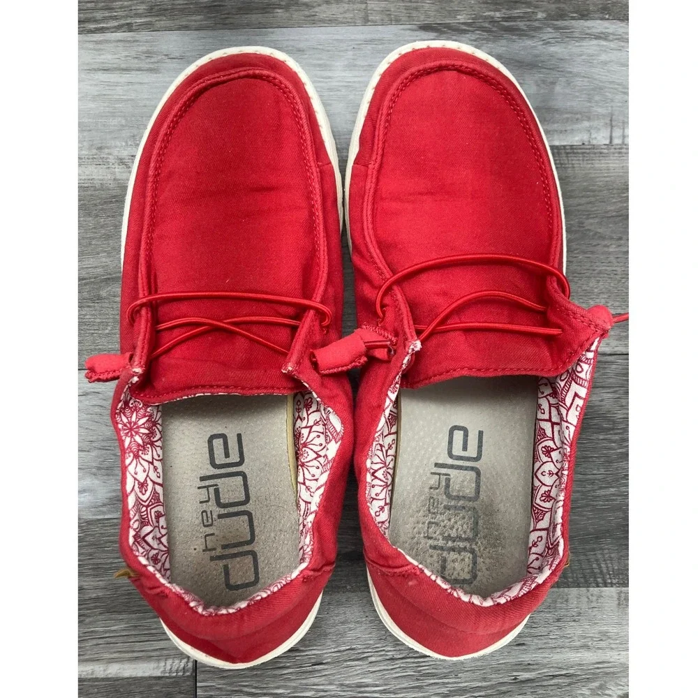 Hey Dude Wendy Red Canvas Slip On Loafers Womens Size 10 121416800 - Picture 5 of 7